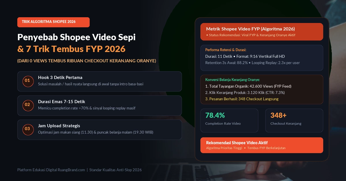 Penyebab Shopee Video Sepi Penonton & 7 Trik Tembus FYP 2026: Strategi Hook 3 Detik, Durasi Emas, dan Jam Upload Terbaik