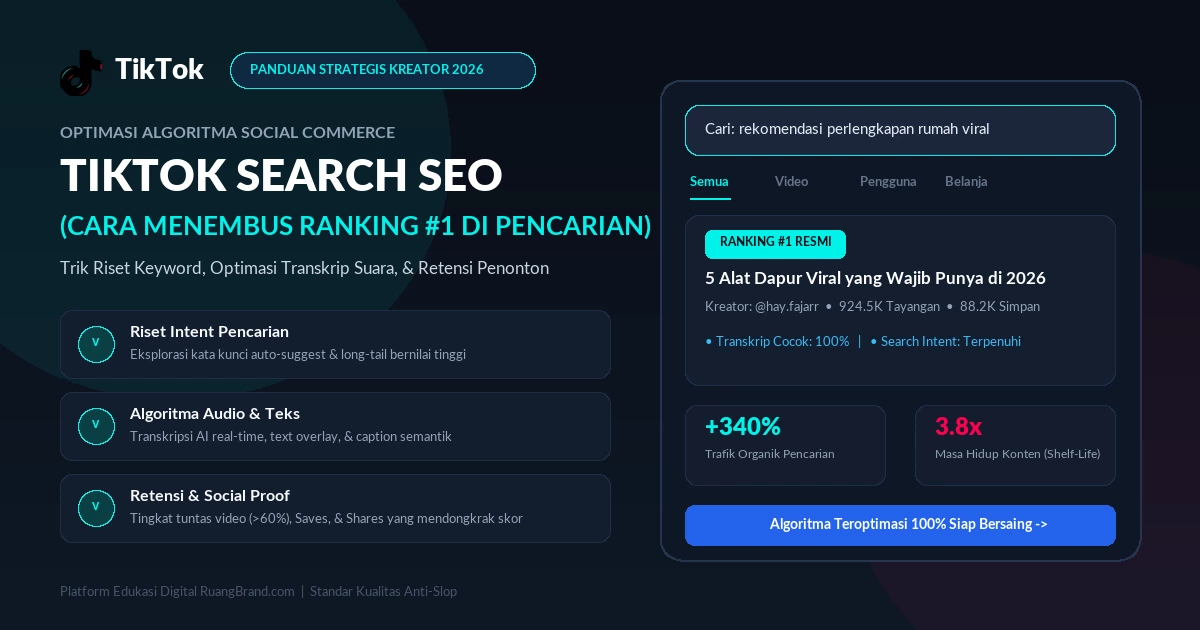 Panduan TikTok Search SEO 2026: Cara Riset Keyword, Optimasi Algoritma Social Search, dan Trik Video Masuk Ranking Teratas