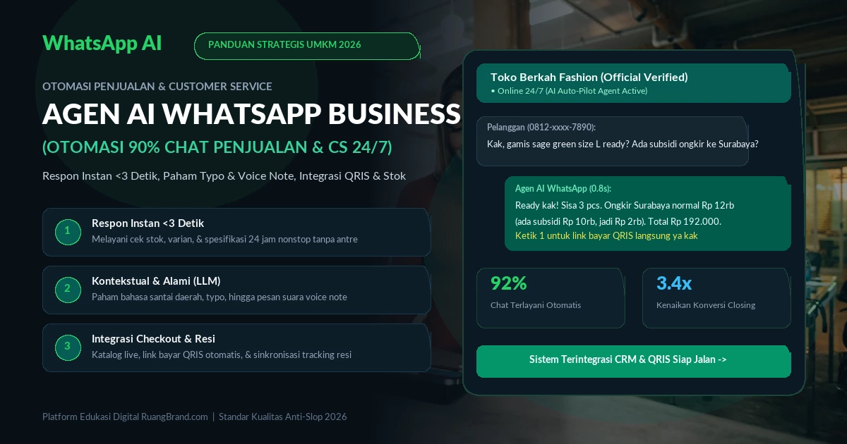 Panduan Agen AI WhatsApp Business 2026: Cara UMKM Mengotomasi 90% Chat Penjualan & Customer Service 24/7